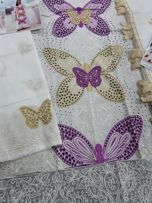 Maria B Luxury Festive Embroidered Lawn Suit with Khaadi Net Dupatta