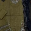 Elegant 3-Piece Embroidered Lawn Suit – Mehandi Color