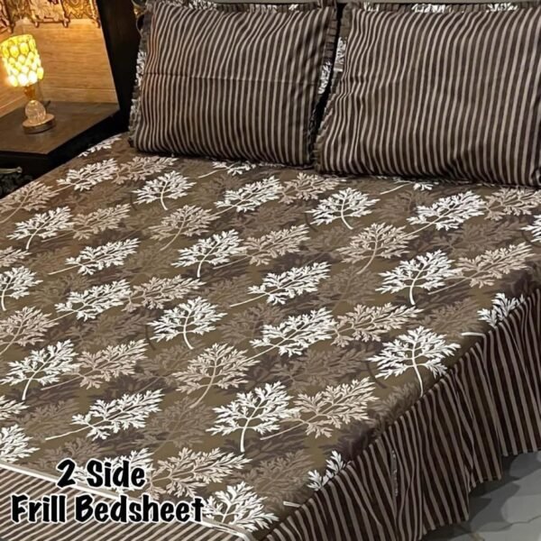 Premium 3-Piece Stitched Frill Bedsheet Set