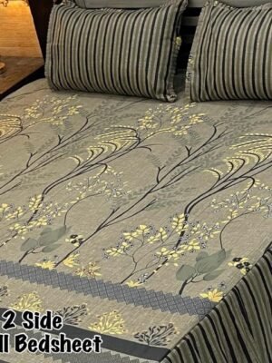 3-Piece Stitched 2-Sided Frill Bedsheet Set