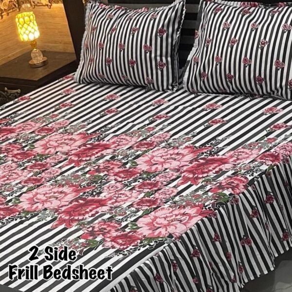 Premium 3-Piece Stitched Frill Bedsheet Set