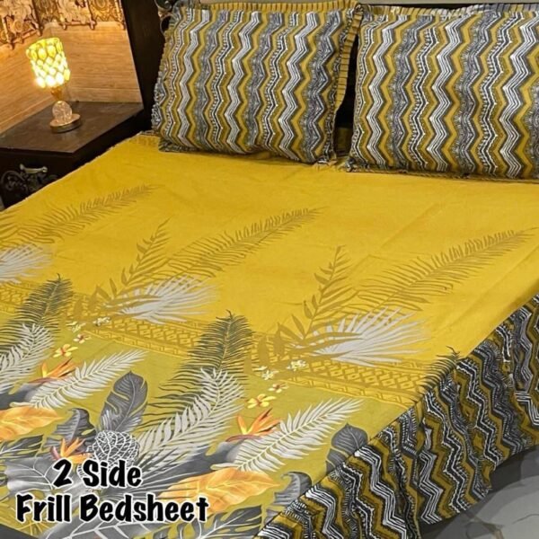 Premium 3-Piece Stitched Frill Bedsheet Set