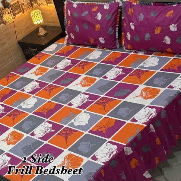 Premium 3-Piece Stitched Frill Bedsheet Set