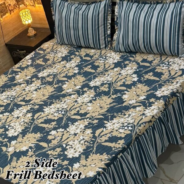 Premium 3-Piece Stitched Frill Bedsheet Set