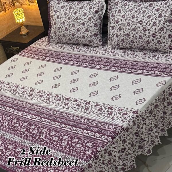 Premium 3-Piece Stitched Frill Bedsheet Set