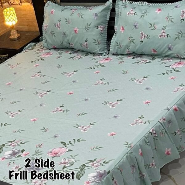 Premium 3-Piece Stitched Frill Bedsheet Set