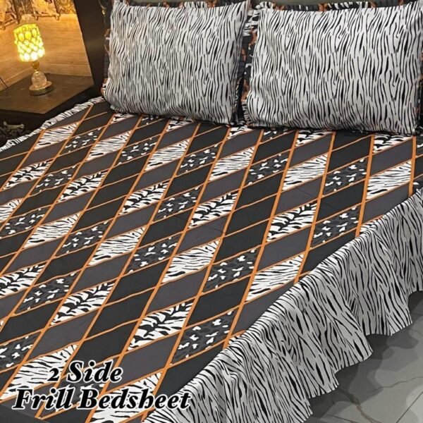 Premium 3-Piece Stitched Frill Bedsheet Set