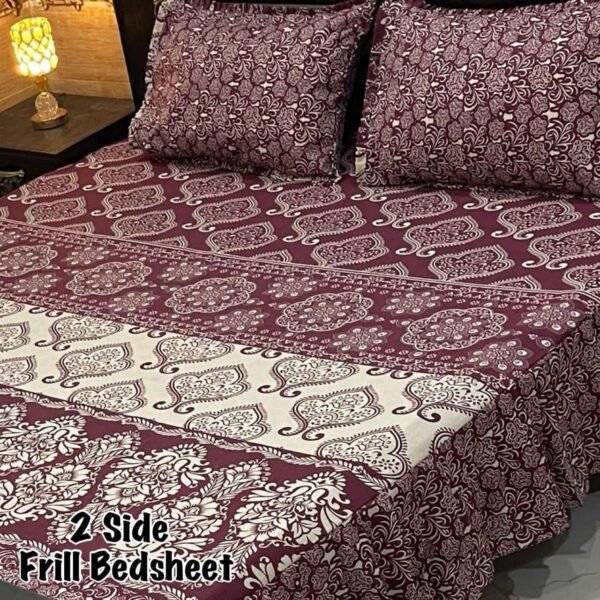 Premium 3-Piece Stitched Frill Bedsheet Set