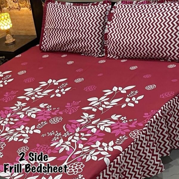 Premium 3-Piece Stitched Frill Bedsheet Set