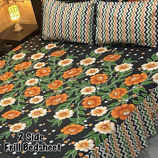 Premium 3-Piece Stitched Frill Bedsheet Set