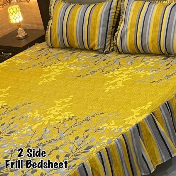 Premium 3-Piece Stitched Frill Bedsheet Set