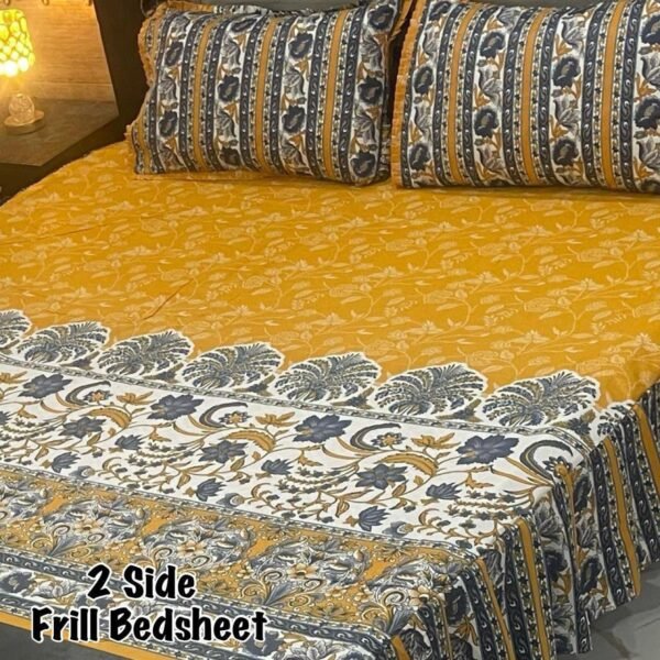 Premium 3-Piece Stitched Frill Bedsheet Set