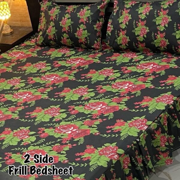 Premium 3-Piece Stitched Frill Bedsheet Set