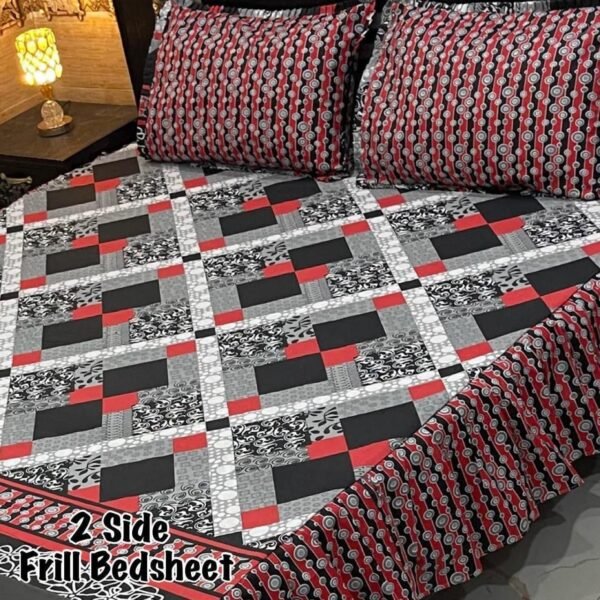 Premium 3-Piece Stitched Frill Bedsheet Set