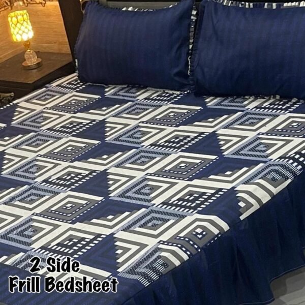 Premium 3-Piece Stitched Frill Bedsheet Set